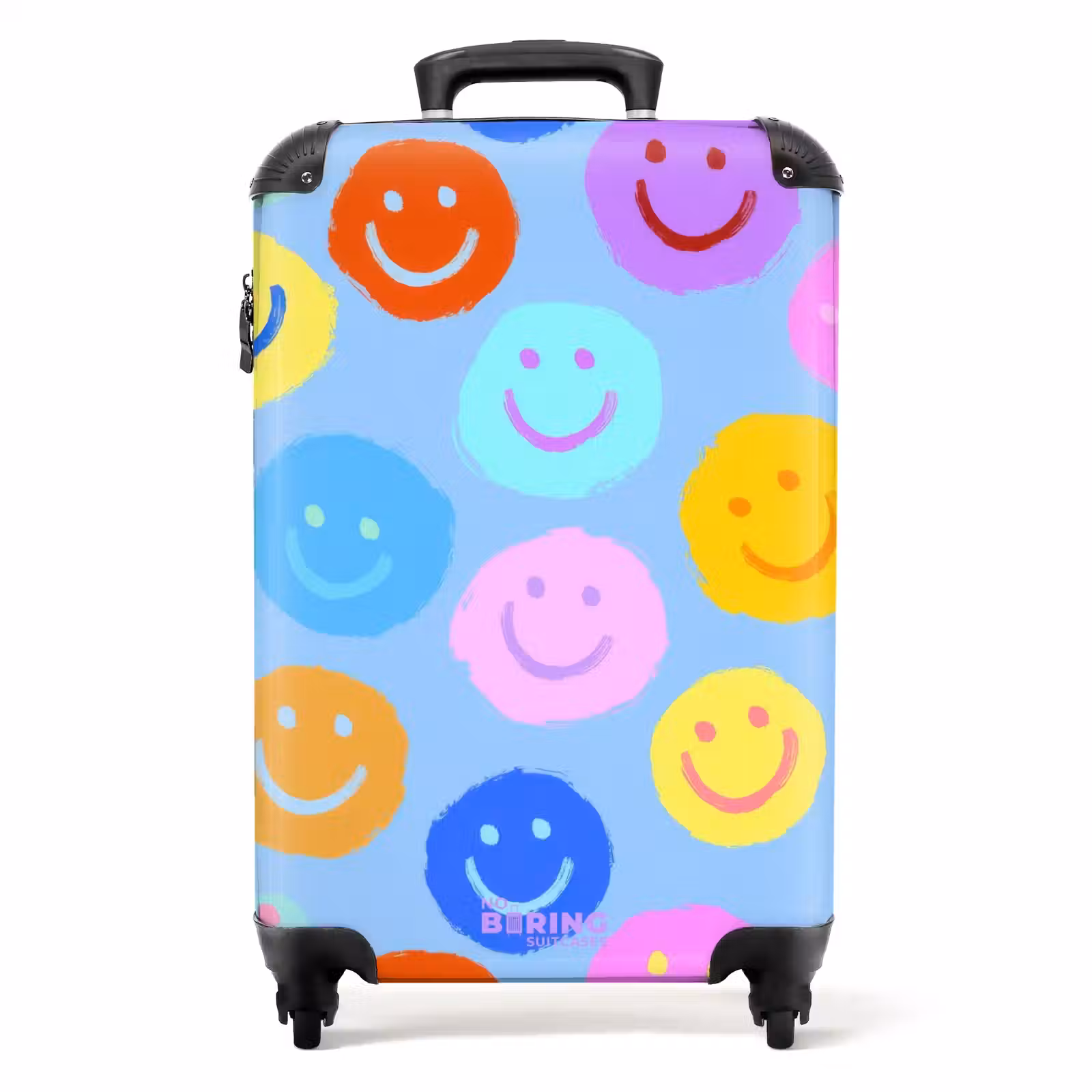 Suitcase - Rainbow smiley faces on a blue background — 1