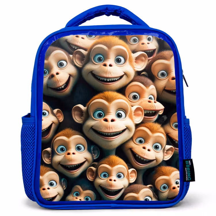 Kids backpack - Blue - Monkey Strokes — 1