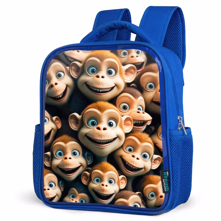 Kids backpack - Blue - Monkey Strokes — 3