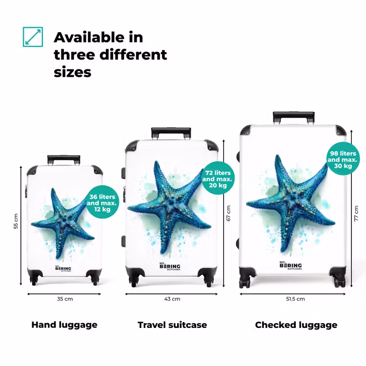 Suitcase - Blue starfish on a white background — 3