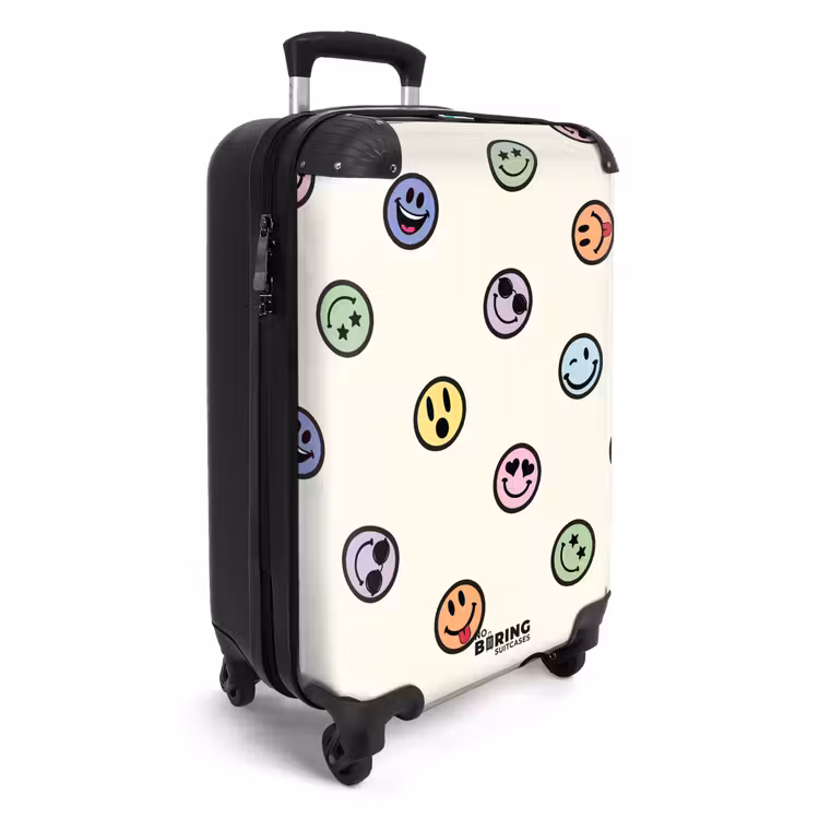 Suitcase - Different smiley faces on a beige background — 2
