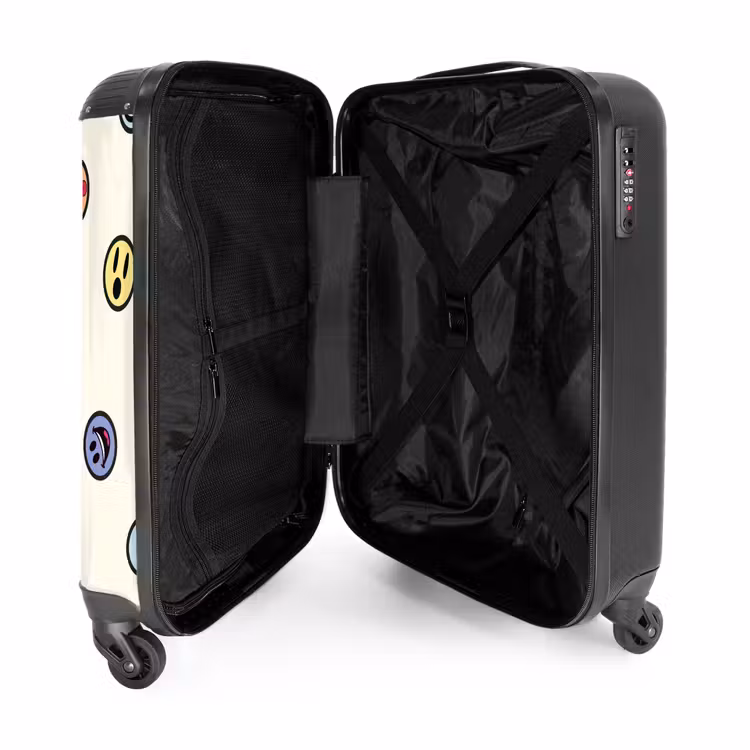 Suitcase - Different smiley faces on a beige background — 5