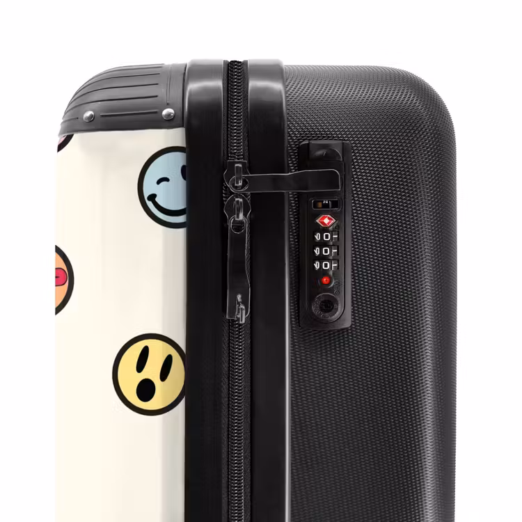 Suitcase - Different smiley faces on a beige background — 6