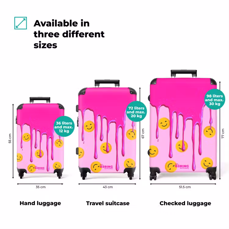 Suitcase - Dripping pink paint over smiley faces — 3