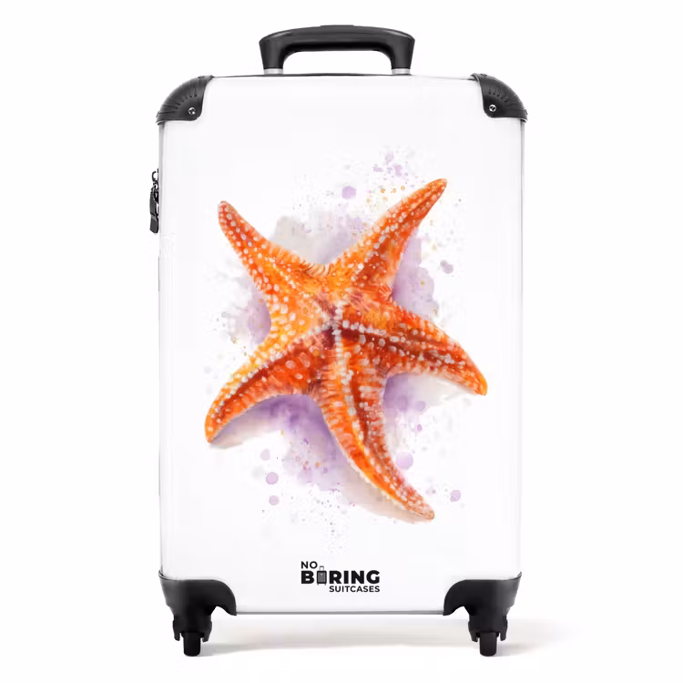 Suitcase - Orange starfish on a white background — 1