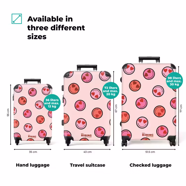 Suitcase - Pink smiley faces on a pink background — 3