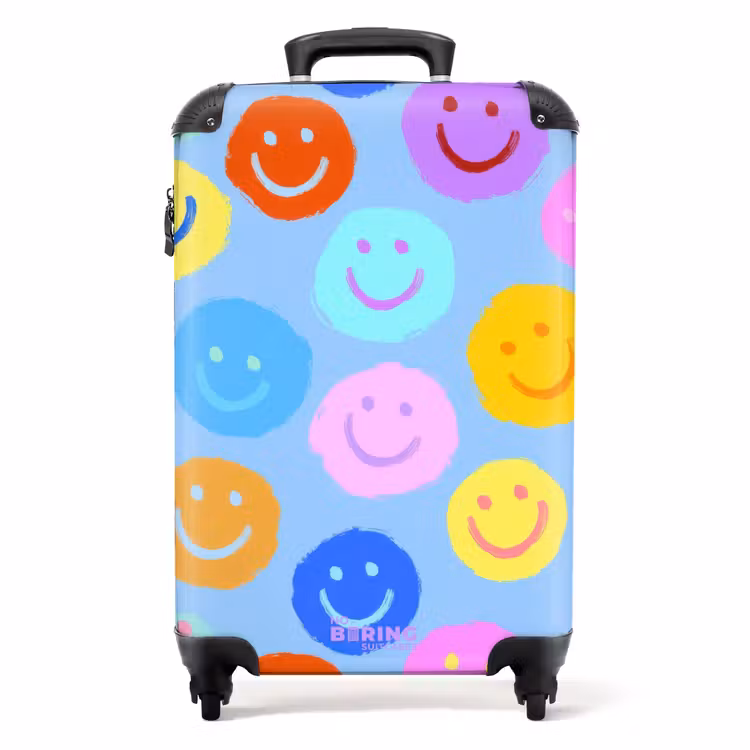 Suitcase - Rainbow smiley faces on a blue background — 1