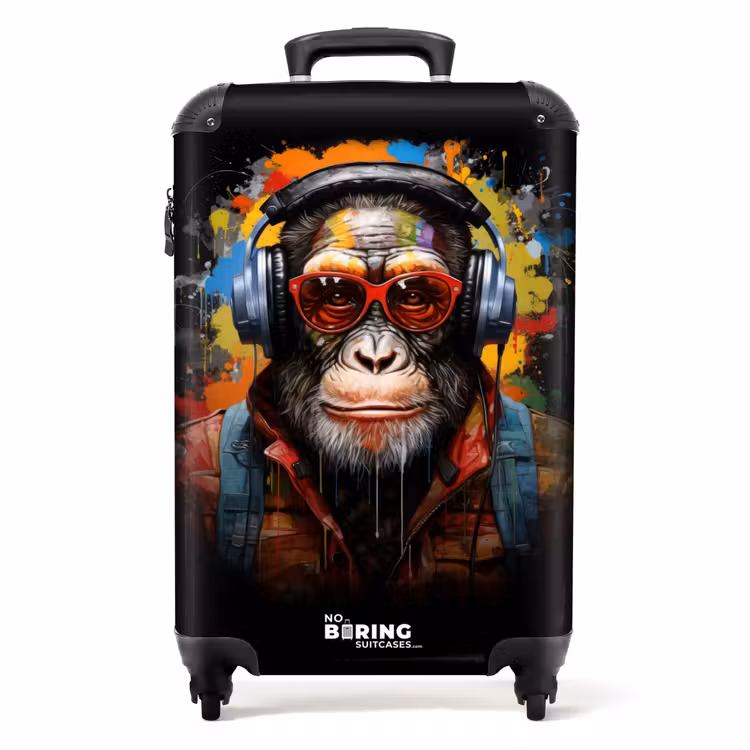 Suitcase - Chimpanzee with headphones and graffiti spray — 1