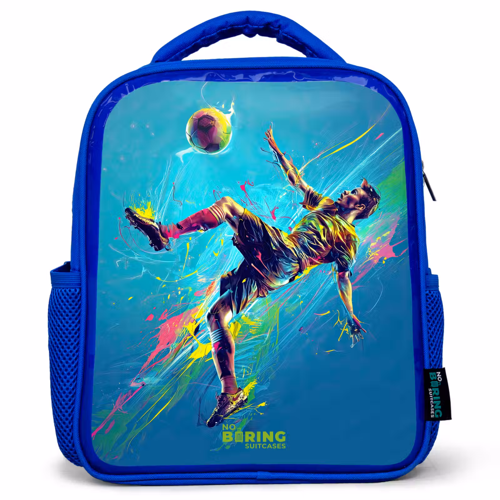 Kids backpack - Blue - Neon - Football - Kick - Colorful — 1