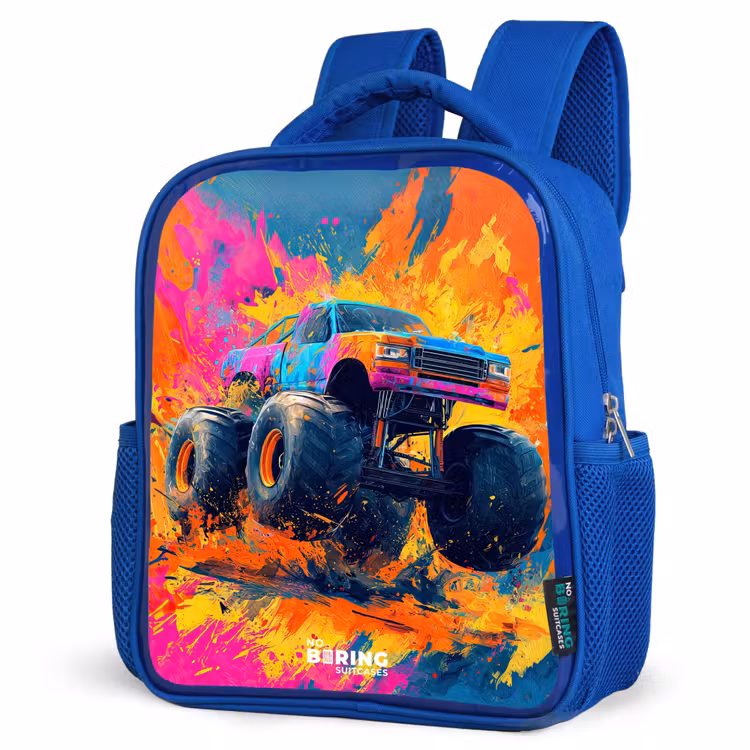 Kids backpack - Blue - Monster truck - Paint splatter - Colorful - Explosion — 3