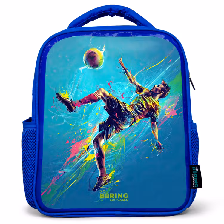 Kids backpack - Blue - Neon - Football - Kick - Colorful — 1