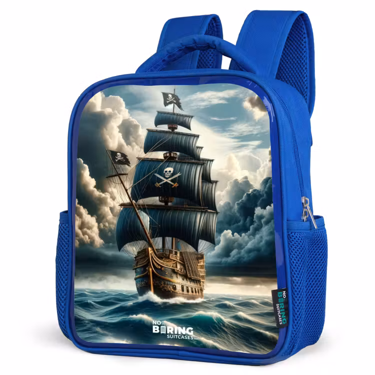 Kids backpack - Blue - Pirate ship on a raging sea — 3