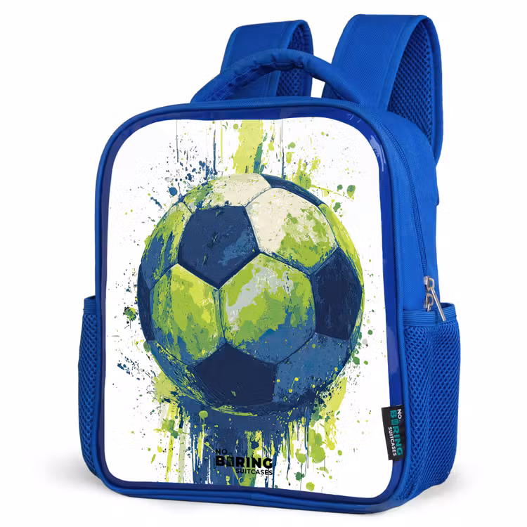 Kids backpack - Blue - Soccer - Paint - Green - Blue — 3
