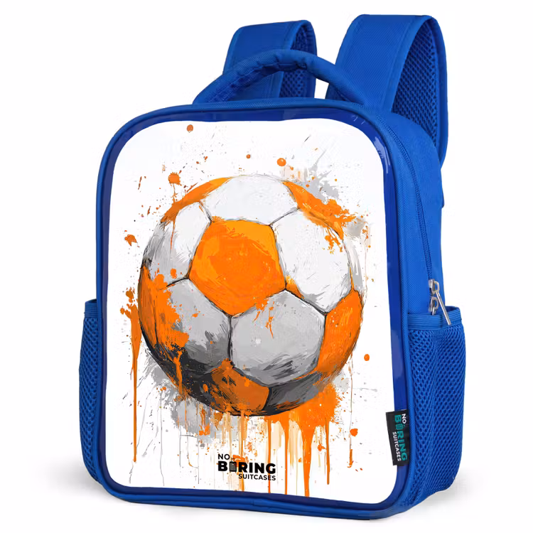 Kids backpack - Blue - Soccer - Paint - Orange — 3