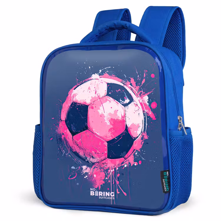 Kids backpack - Blue - Soccer - Paint - Pink - Blue — 3