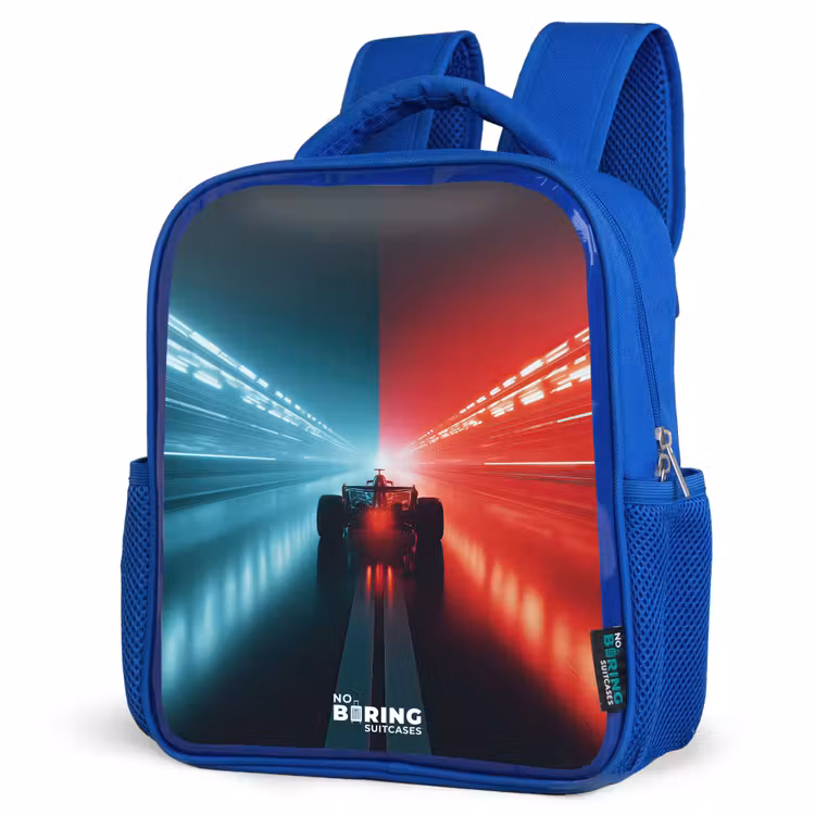 Kids backpack - Blue - Track - Race car - Neon - Red — 3