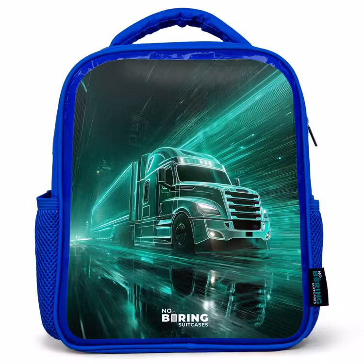 Kids backpack - Blue - Truck - Neon - Green - City — 1