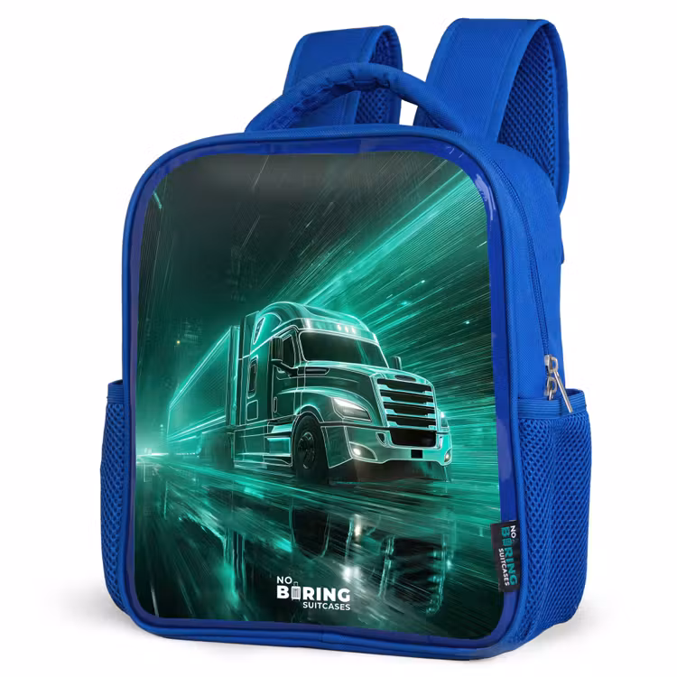 Kids backpack - Blue - Truck - Neon - Green - City — 3