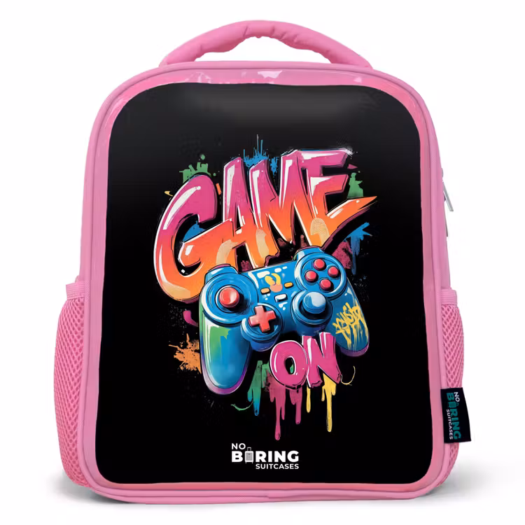 Kids backpack - Pink - Game - Controller - Graffiti - Neon — 1