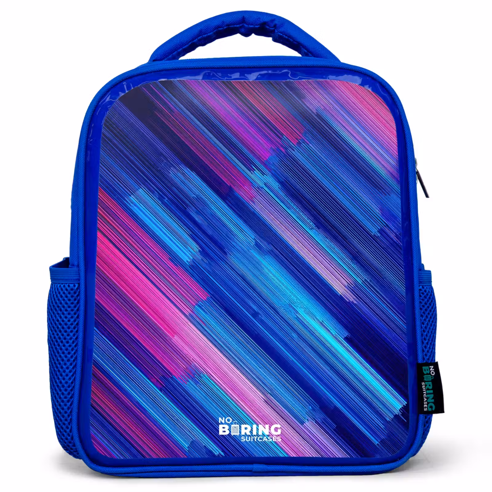 Kids backpack - Blue - Neon - Stripes - Abstract - Blue - Pink — 1