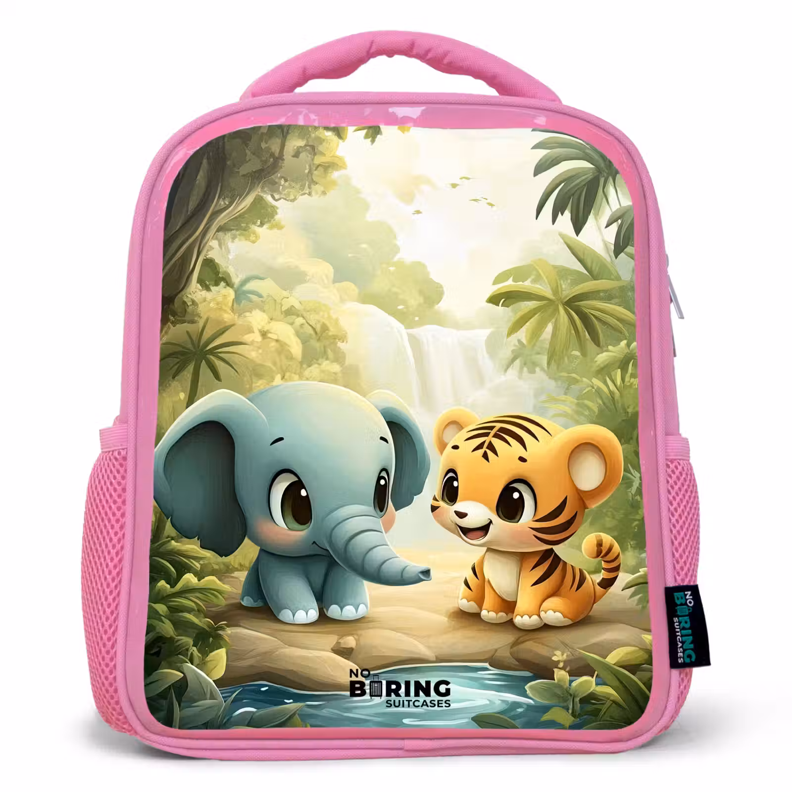 Kids backpack - Pink - Elephant - Tiger - Forest - Jungle — 1