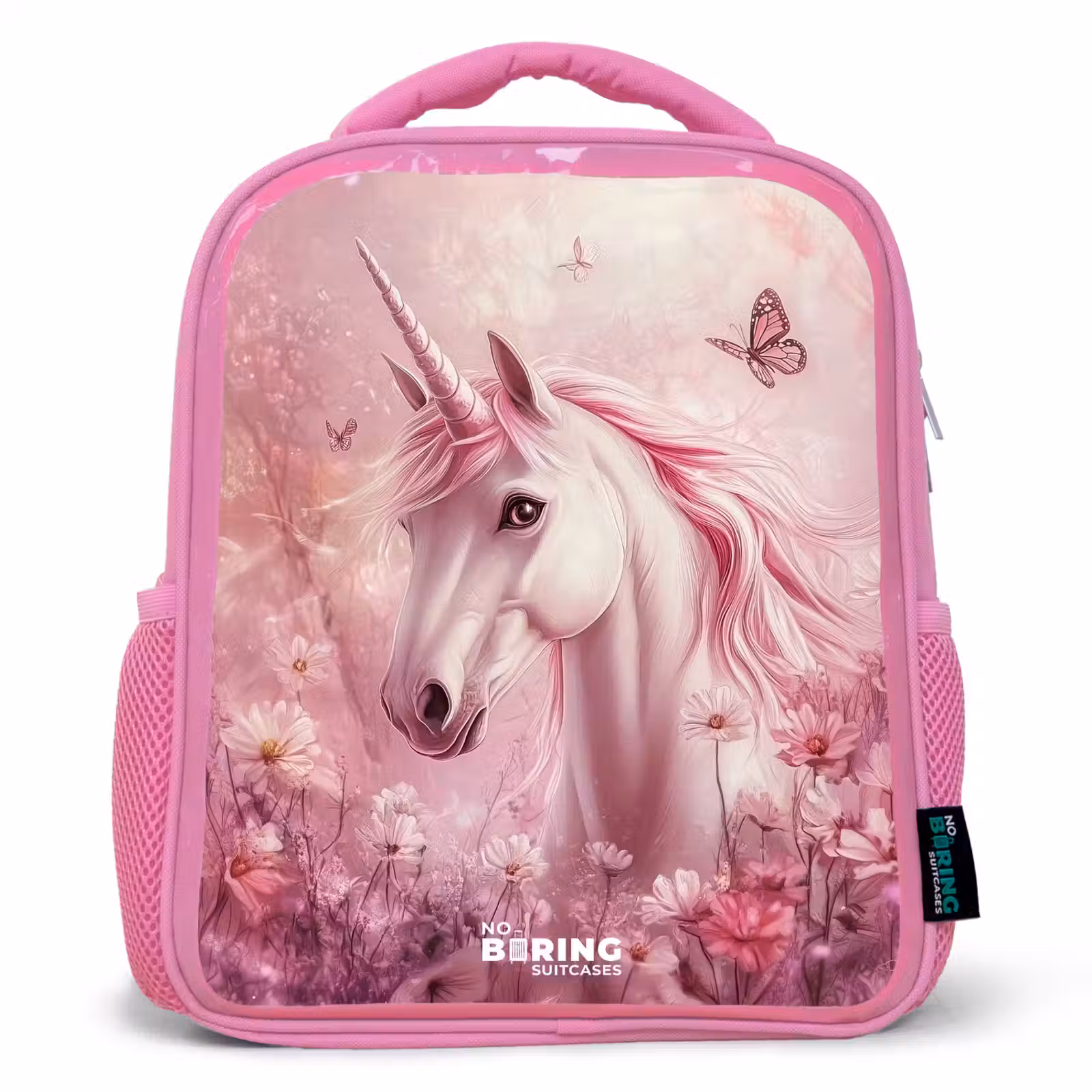 Kids backpack - Pink - Unicorn - Pink - Butterflies - Flowers — 1