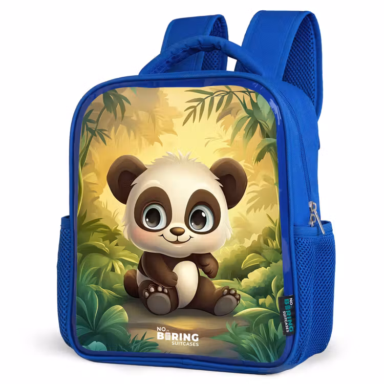 Kids backpack - Blue - Panda - Bamboo Forest - Green — 3