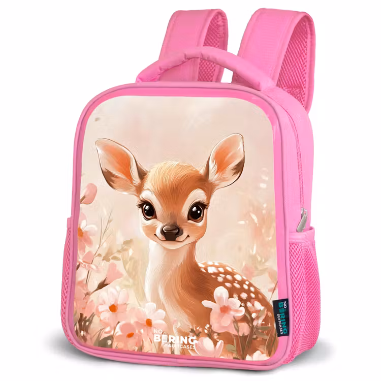 Kids backpack - Pink - Deer - Eyes - Dots - Flowers — 4