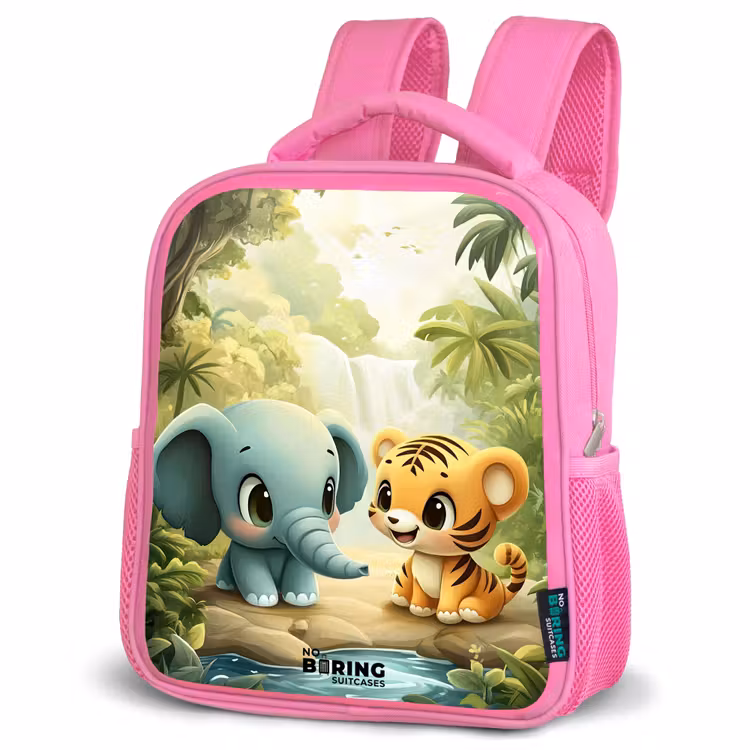 Kids backpack - Pink - Elephant - Tiger - Forest - Jungle — 4