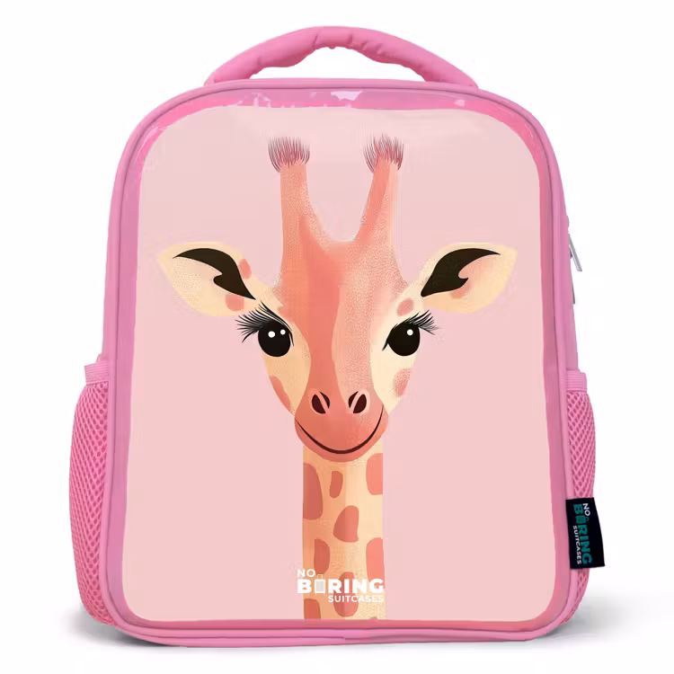 Kids backpack - Pink - Giraffe - Eyelashes - Minimalist - Pink — 1