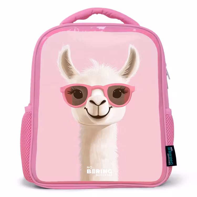 Kids backpack - Pink - Llama - White - Sunglasses - Eyelashes — 1