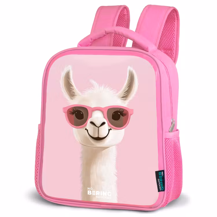 Kids backpack - Pink - Llama - White - Sunglasses - Eyelashes — 4