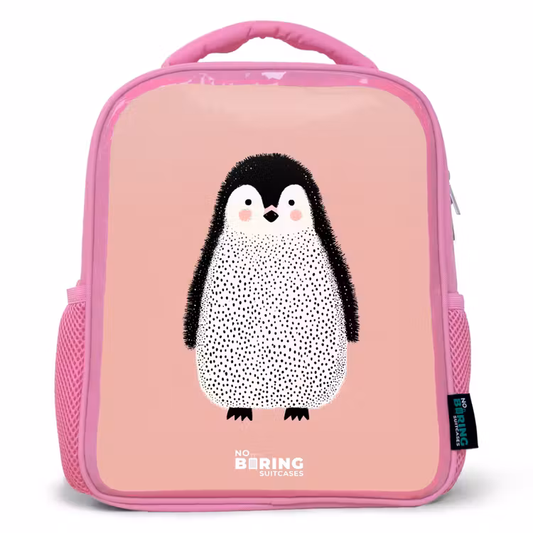 Kids backpack - Pink - Penguin - Dots - Pink - Minimalist — 1
