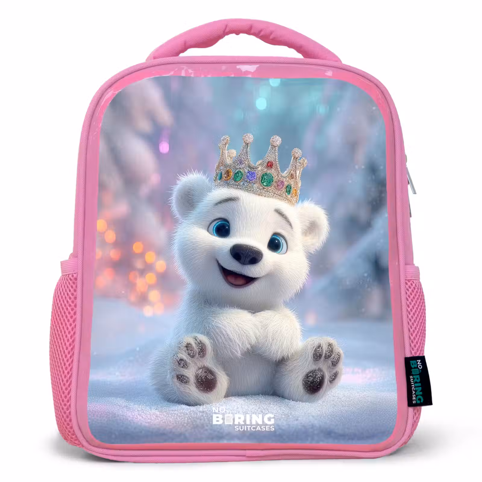 Kids backpack - Pink - Polar bear - Crown - Winter — 1