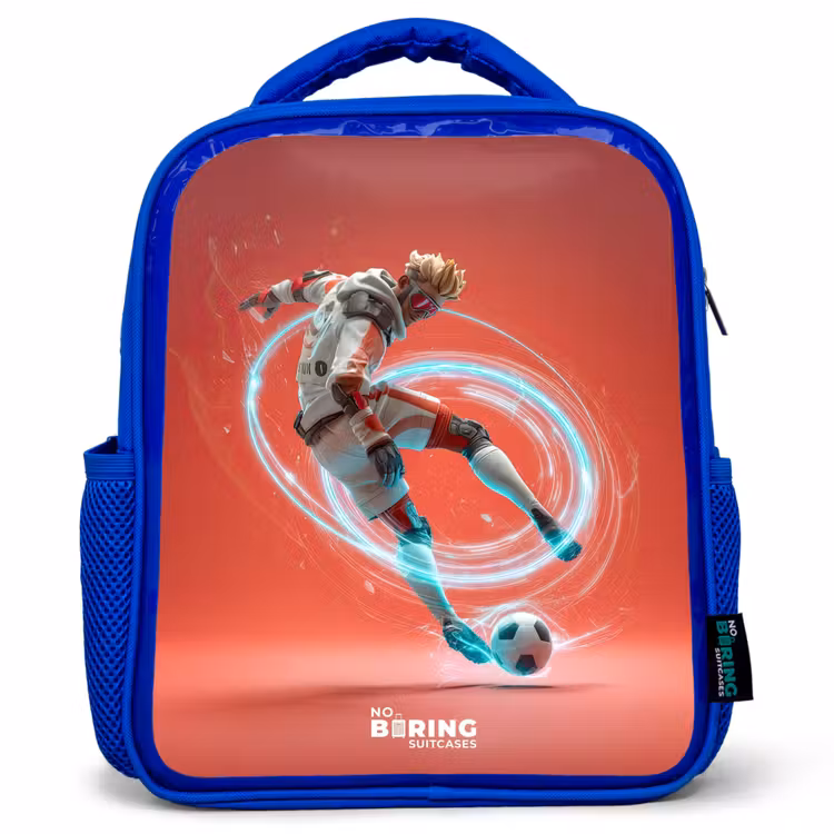 Kids backpack - Blue - Soccer - Boy - Red - Light Circle — 1