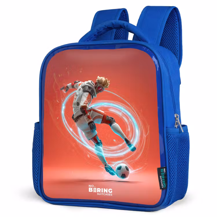 Kids backpack - Blue - Soccer - Boy - Red - Light Circle — 3