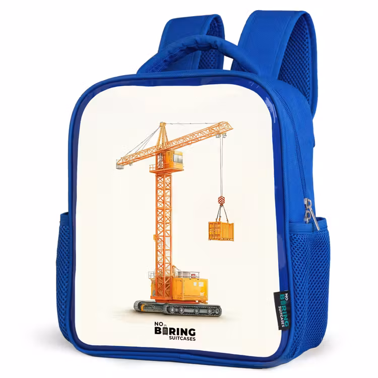 Kids backpack - Blue - Tower Crane - Signed - Orange — 3