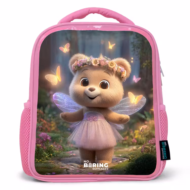 Kids backpack - Pink - Bear - Butterflies - Forest - Fairy — 1