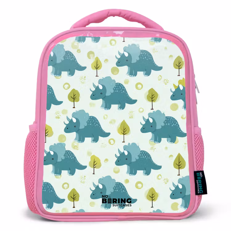 Kids backpack - Pink - Dinos - Pattern - Nature — 1