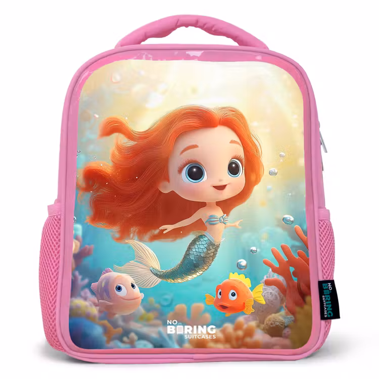 Kids backpack - Pink - Mermaid - Fish - Coral — 1