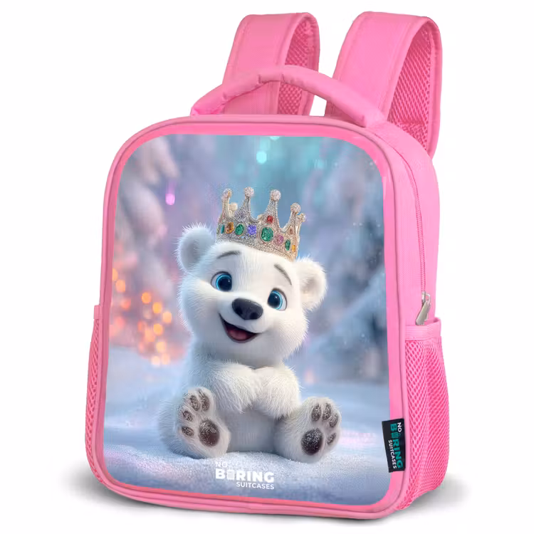 Kids backpack - Pink - Polar bear - Crown - Winter — 4