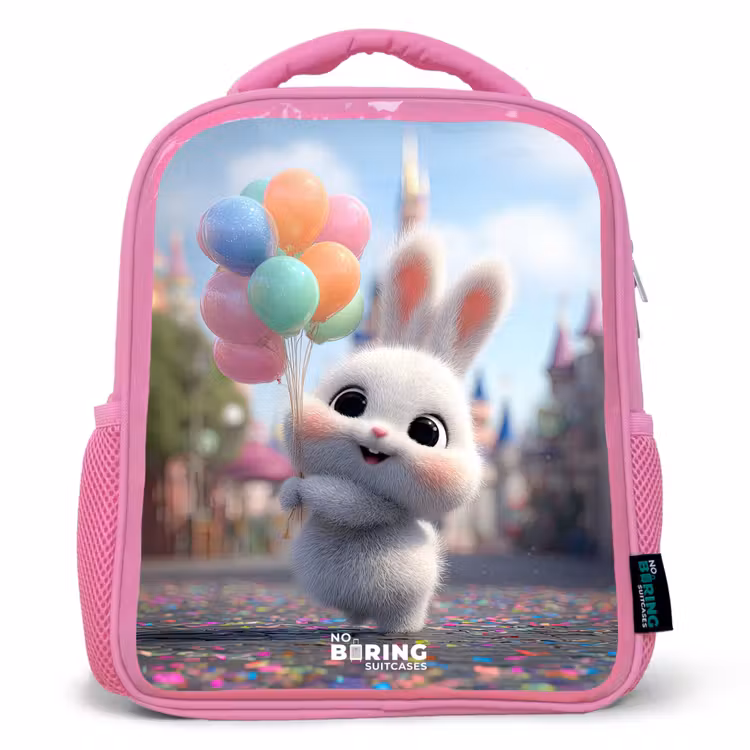 Kids backpack - Pink - Rabbit - Balloons — 1