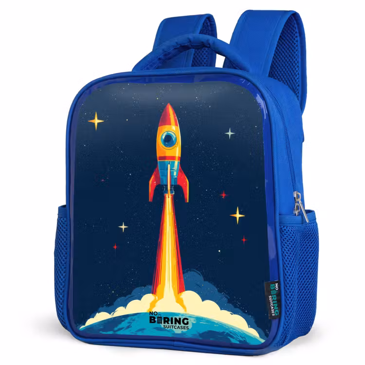 Kids backpack - Blue - Planet - Rocket - Stars - Dark blue — 3