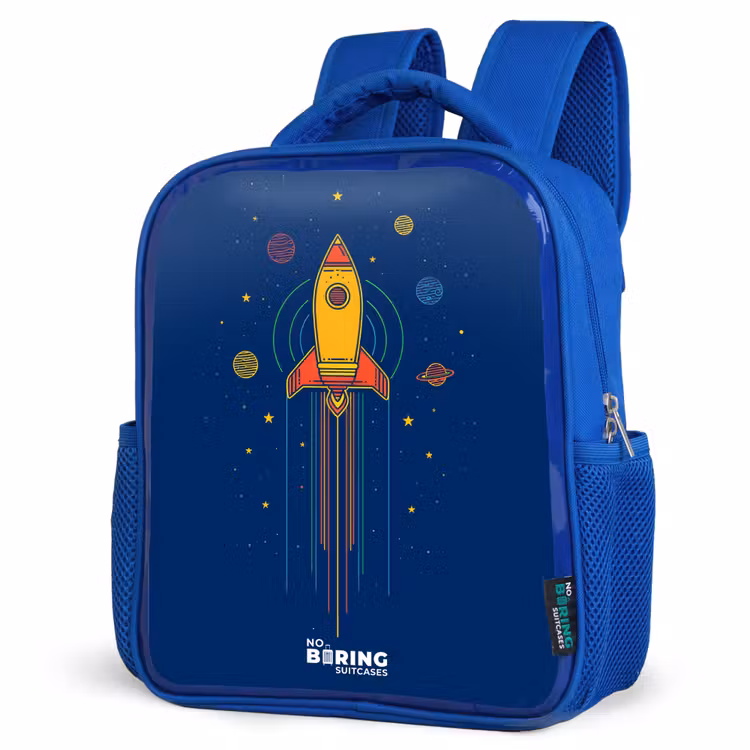 Kids backpack - Blue - Rocket - Planets - Stars — 3