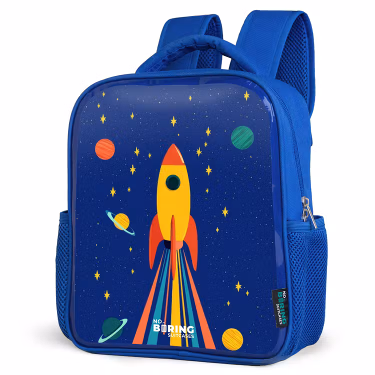 Kids backpack - Blue - Rocket - Stars - Planet - Space — 3