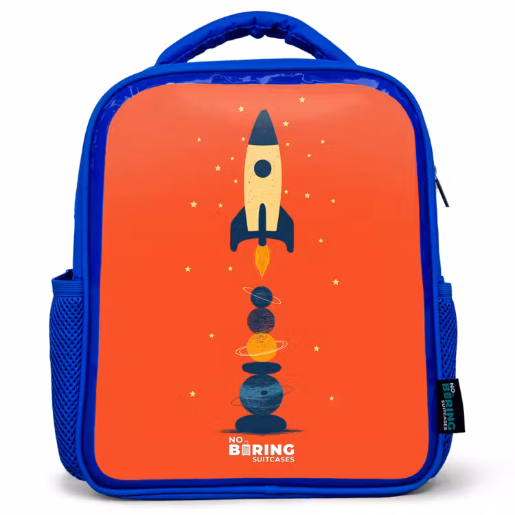 Kids backpack - Blue - Rocket - Stars - Planets — 1