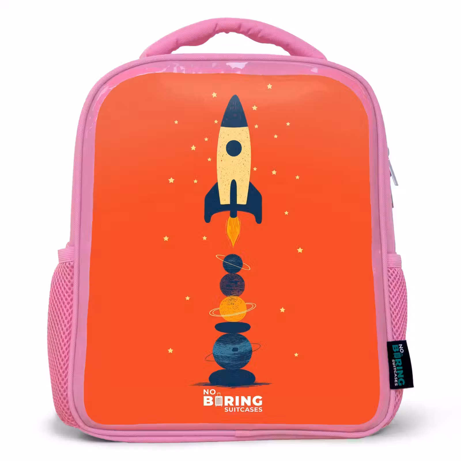 Kids backpack - Pink - Rocket - Stars - Planets — 1