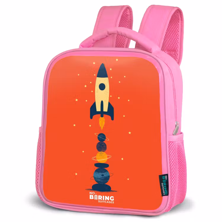 Kids backpack - Pink - Rocket - Stars - Planets — 4