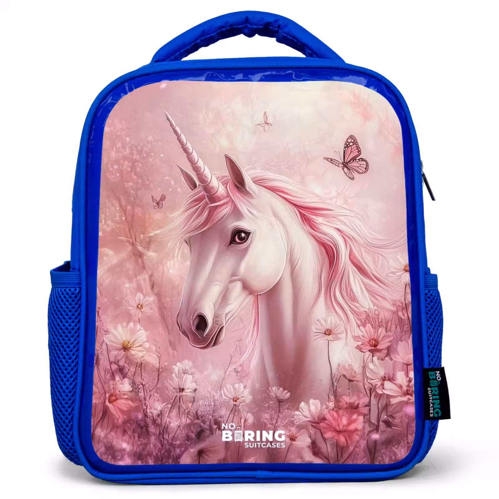 Kids backpack - Blue - Unicorn - Pink - Butterflies - Flowers — 1