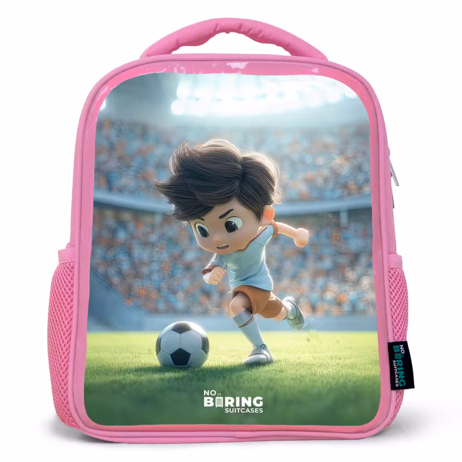 Kids backpack - Pink - Boy - Soccer - Stadium - Sunlight — 1